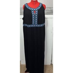 Catherines Maxi Plus 3X Black Aztec Stretch Flowy Maxi Knit Dress